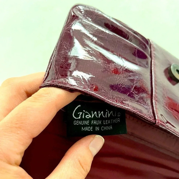 Giannini/ Clutch/ Burgundy faux leather and metal ring detail - Picture 8 of 8